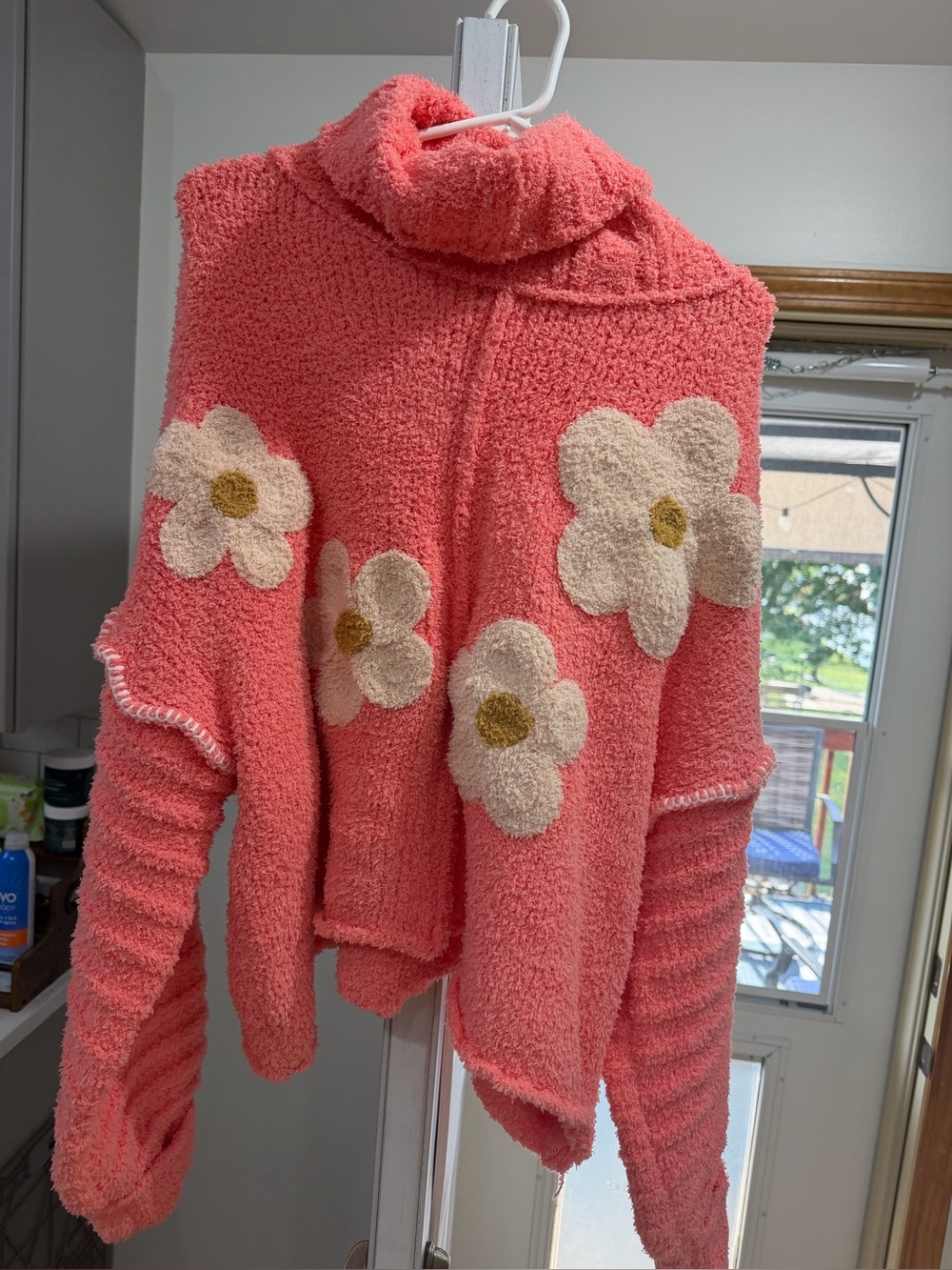 POL Cozy Coral Floral Turtleneck Sweater